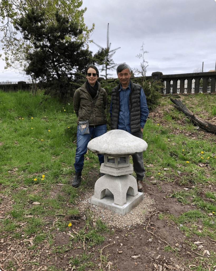 An image of the Mushroom Lantern Sculptures, crafted by artists HaiYing Wu and Michiko Tanaka